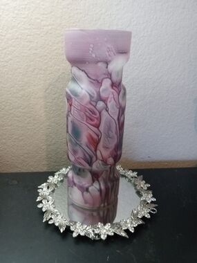 GORGEOUS Art Noveau Reuven Glass 9.5" Tubular Vase From Israel